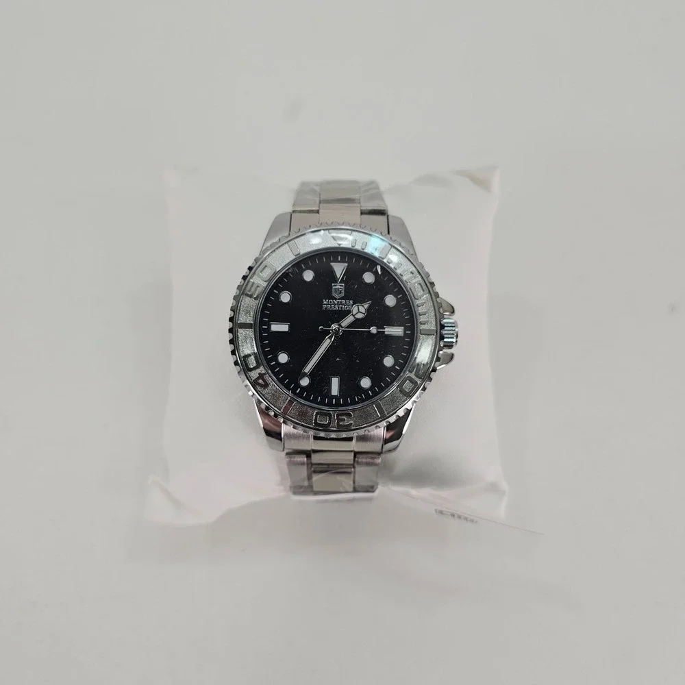 Streetwear Montres Prestige Watch Mens OS Silver Black Diver Style MPW-0267